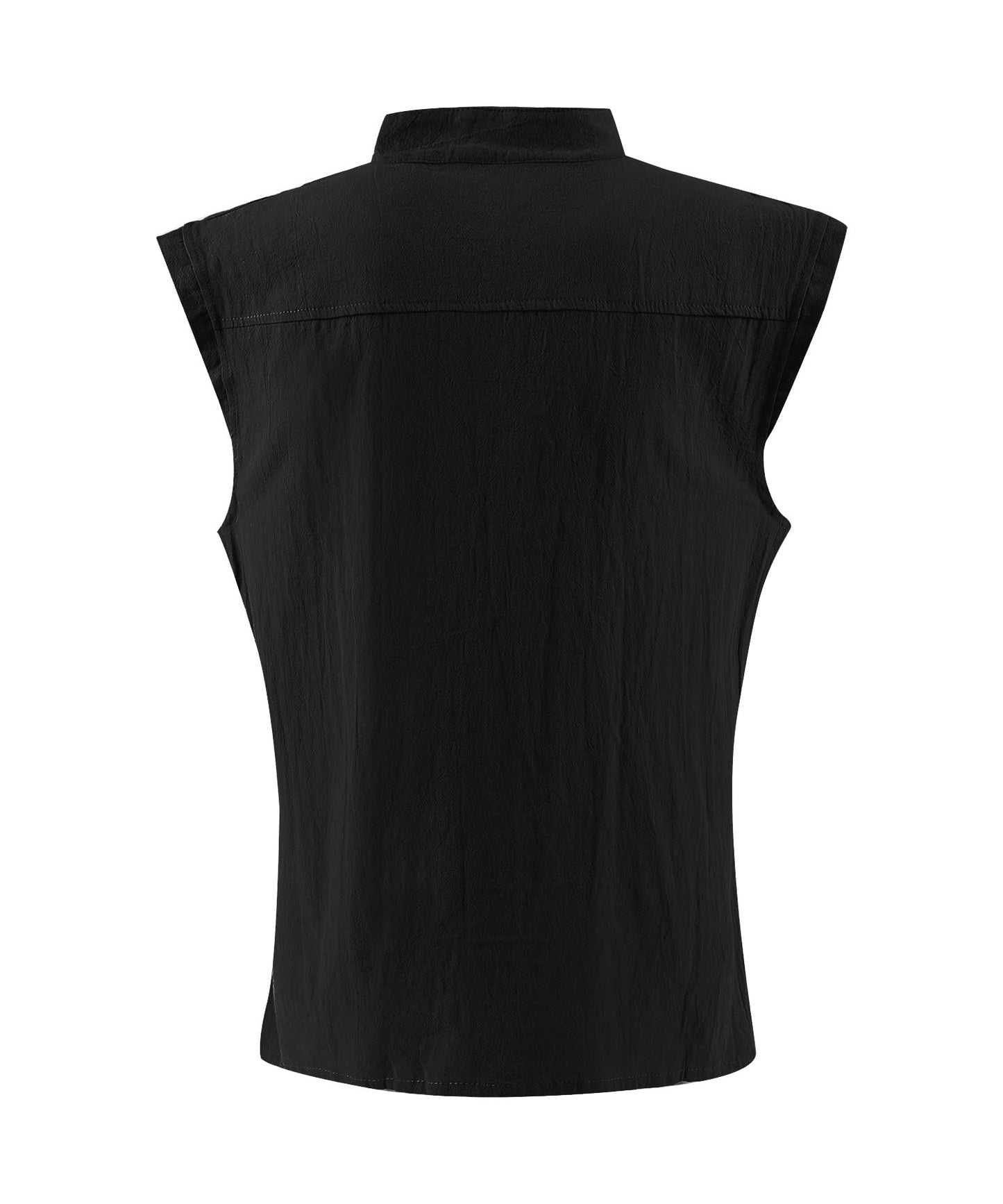 Mens Medieval Renaissance Pirate Costume Sleeveless Lace-up