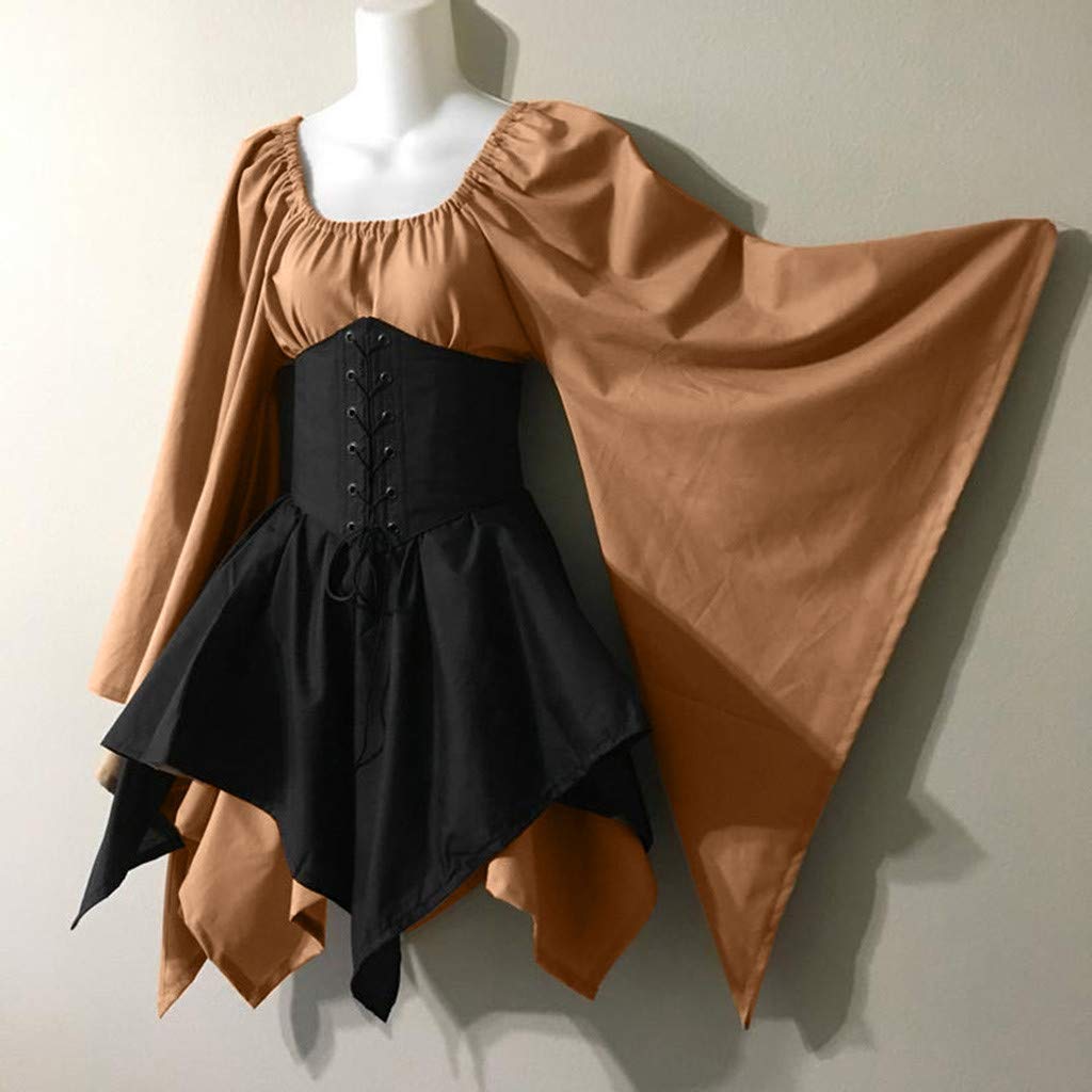 Red Retro Gothic Witch Medieval Cosplay Dress for Women
