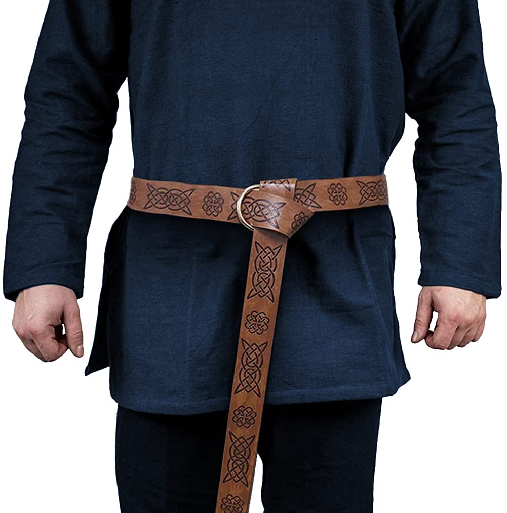 Dark Brown Celtic Knot Embossed PU Leather Medieval Viking Belt