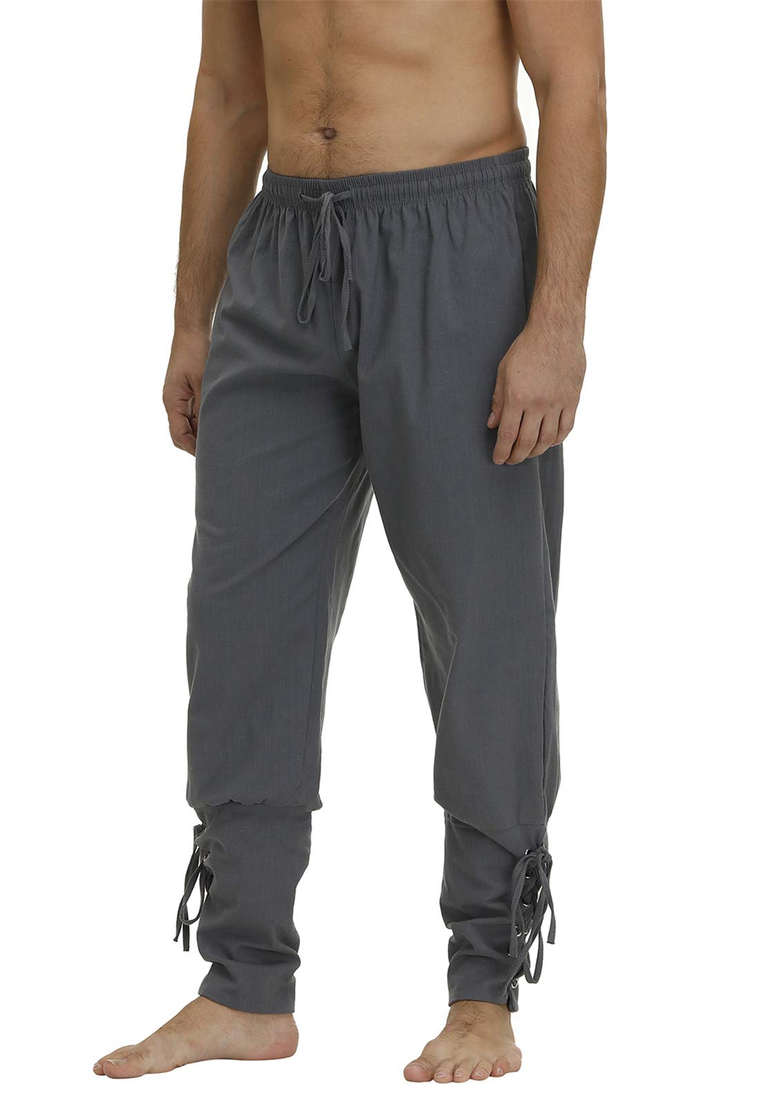 Men's Ankle Banded Cuff Renaissance Medieval Viking Pants