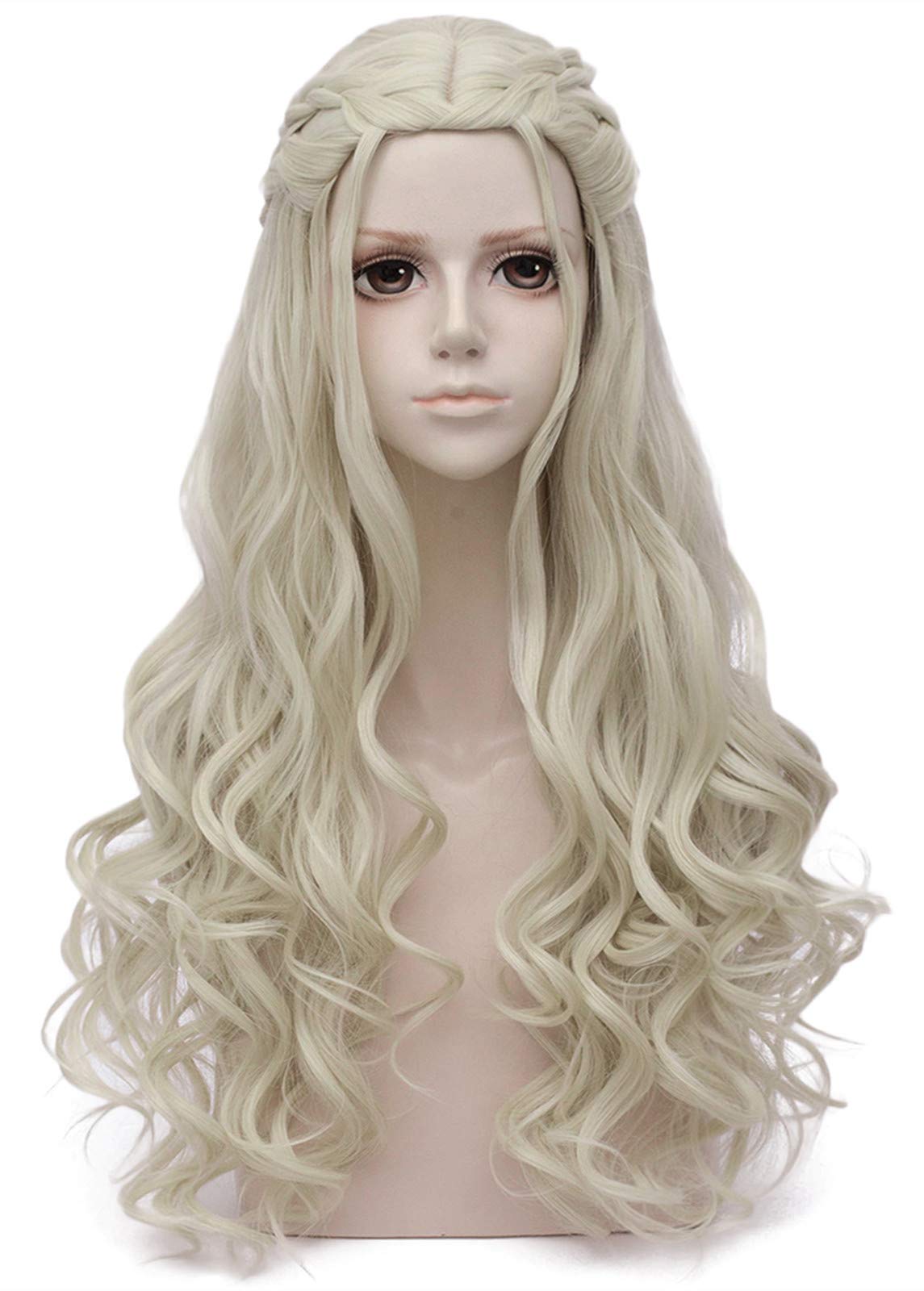 Mersi Silver Wigs for Women Costume Wig Long Braided Hair Wigs for Party Halloween (Silver) S039S