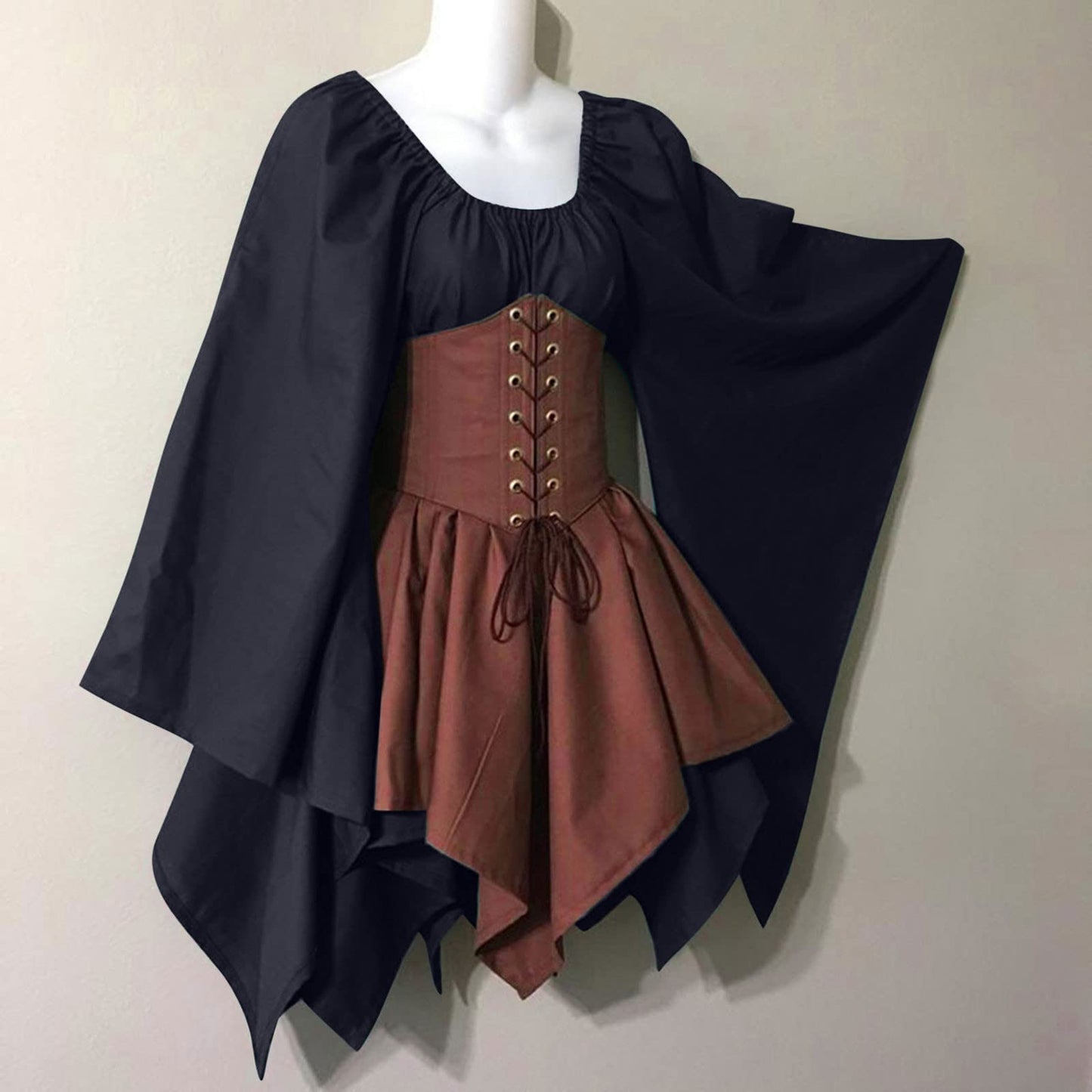Red Retro Gothic Witch Medieval Cosplay Dress for Women