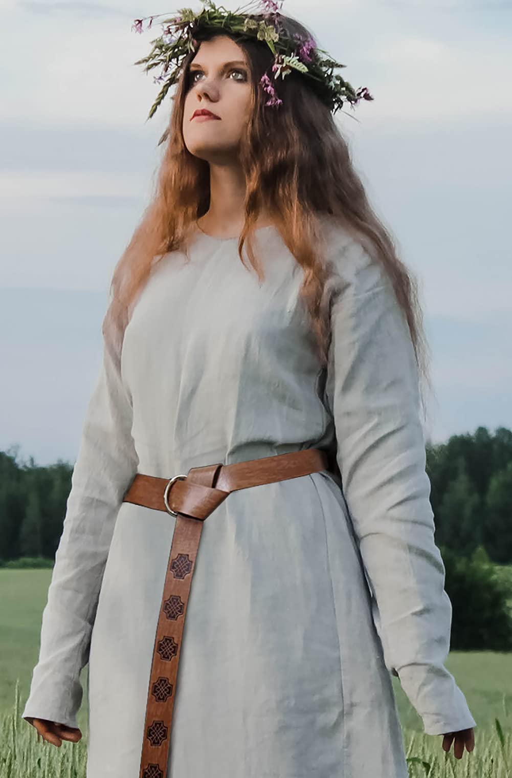 Dark Brown Celtic Knot Embossed PU Leather Medieval Viking Belt