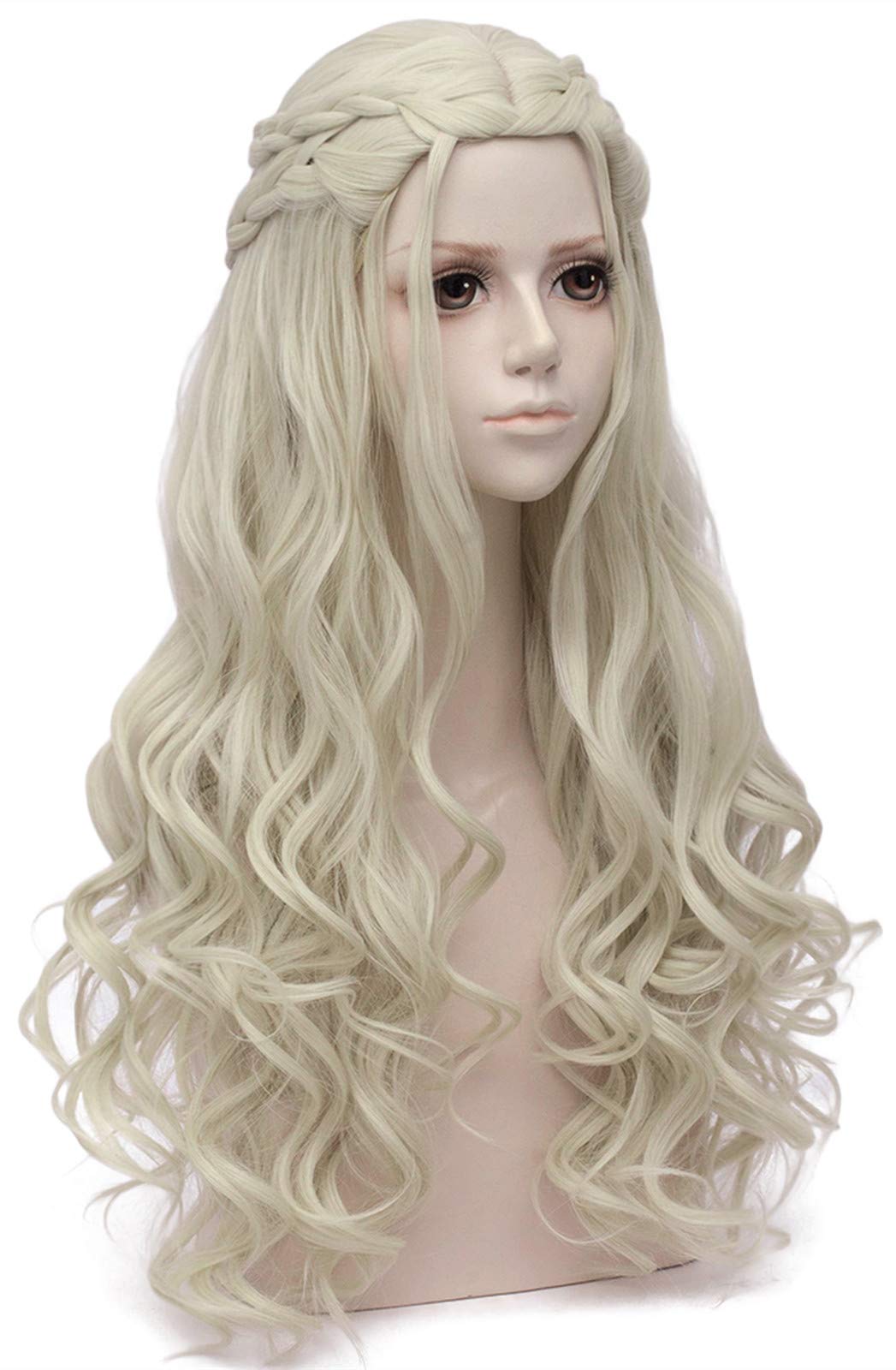 Mersi Silver Wigs for Women Costume Wig Long Braided Hair Wigs for Party Halloween (Silver) S039S