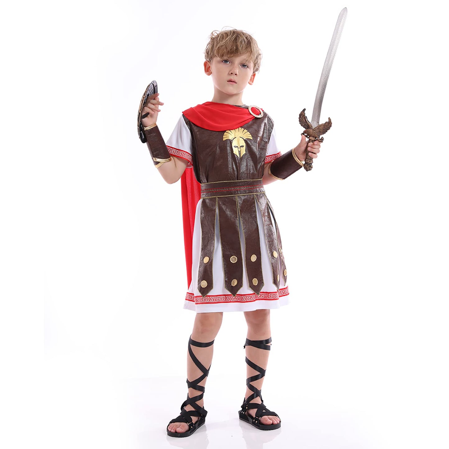 Funivals Boys Costume for Halloween Carnival,Boy Suit Role Play with Accessories Medium Viking Warrior