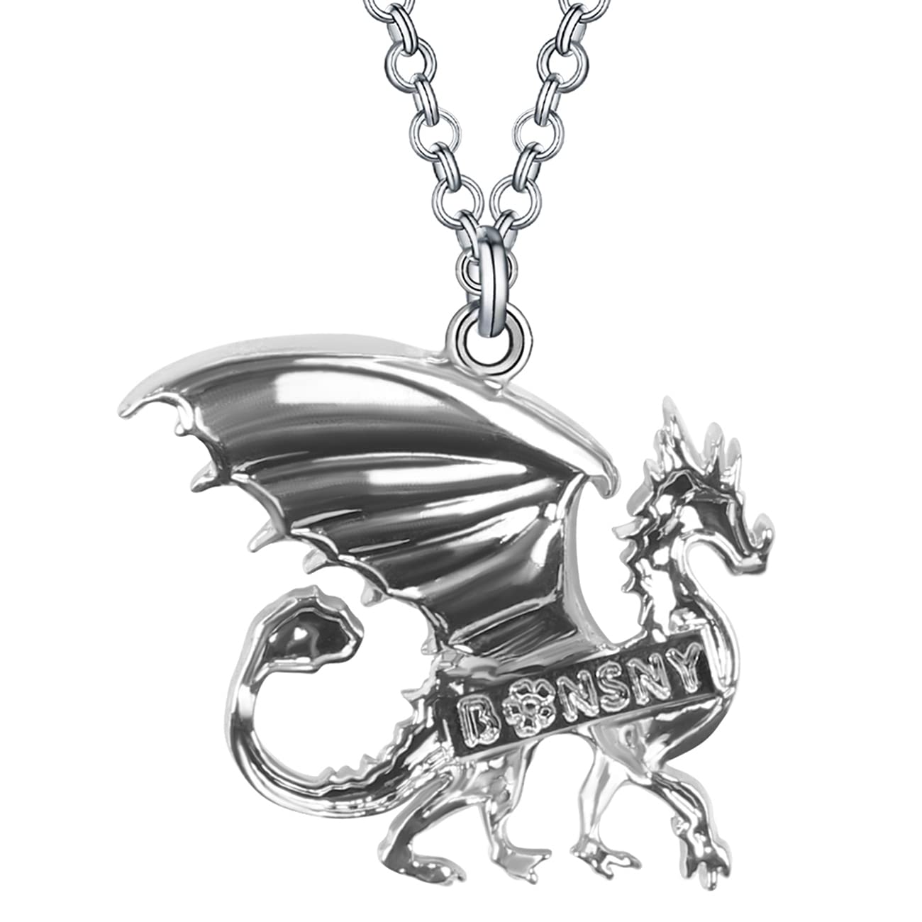 Enamel Alloy Dragon Pendant Necklace - Fantasy Dinosaur Charm Gift for Women - Blue