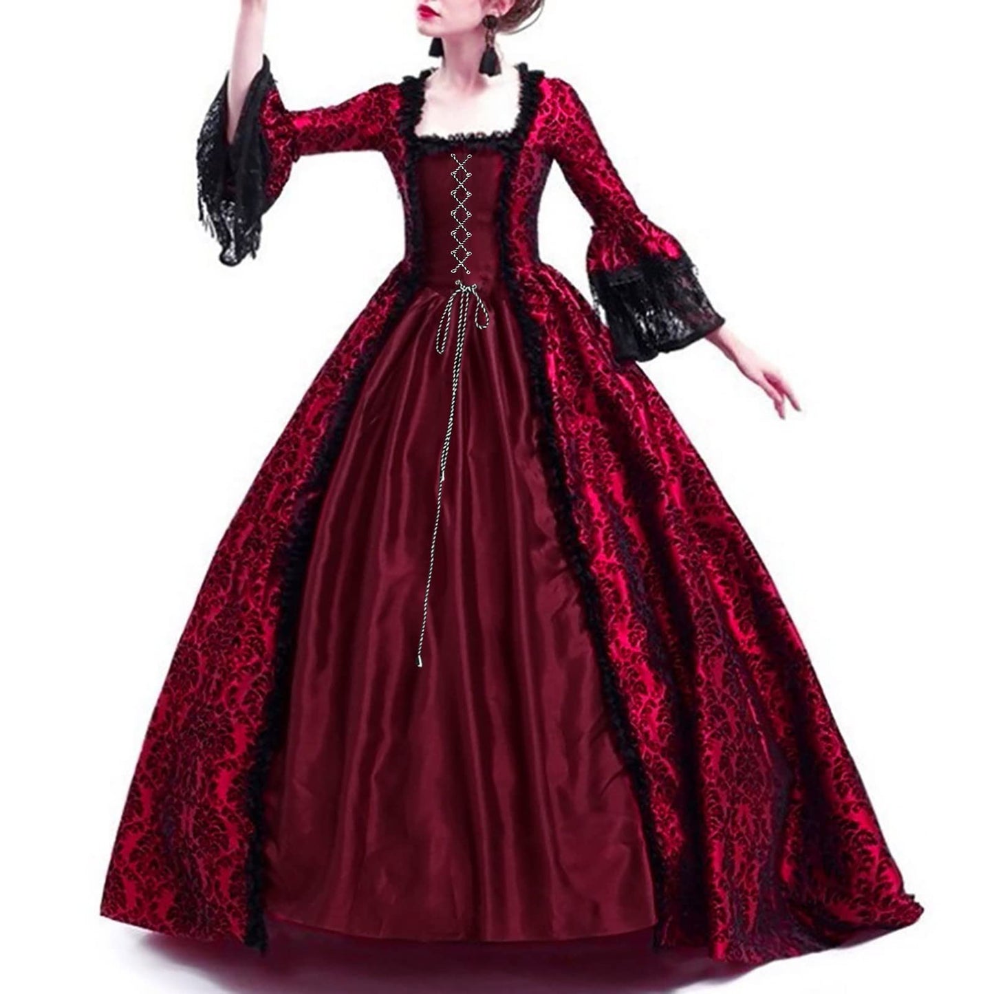 Wine Gothic Witch Medieval Wedding Dress Renaissance Dress for Women