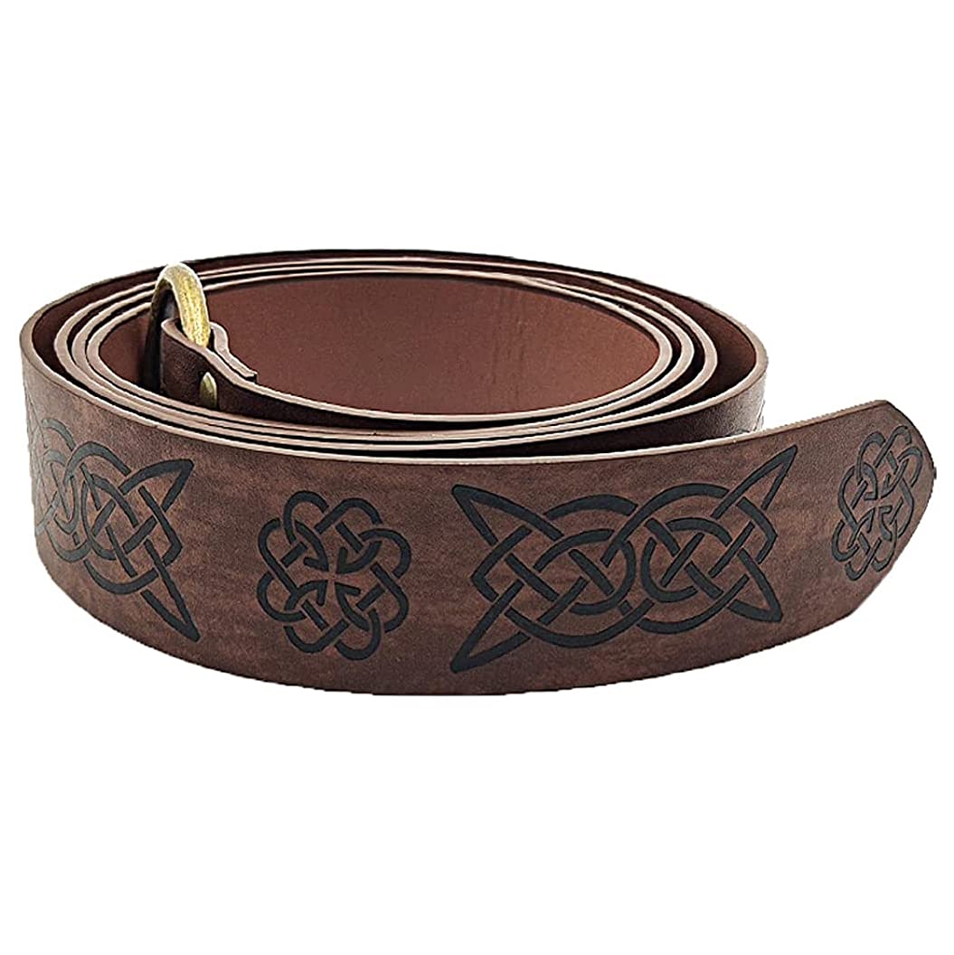 Dark Brown Celtic Knot Embossed PU Leather Medieval Viking Belt