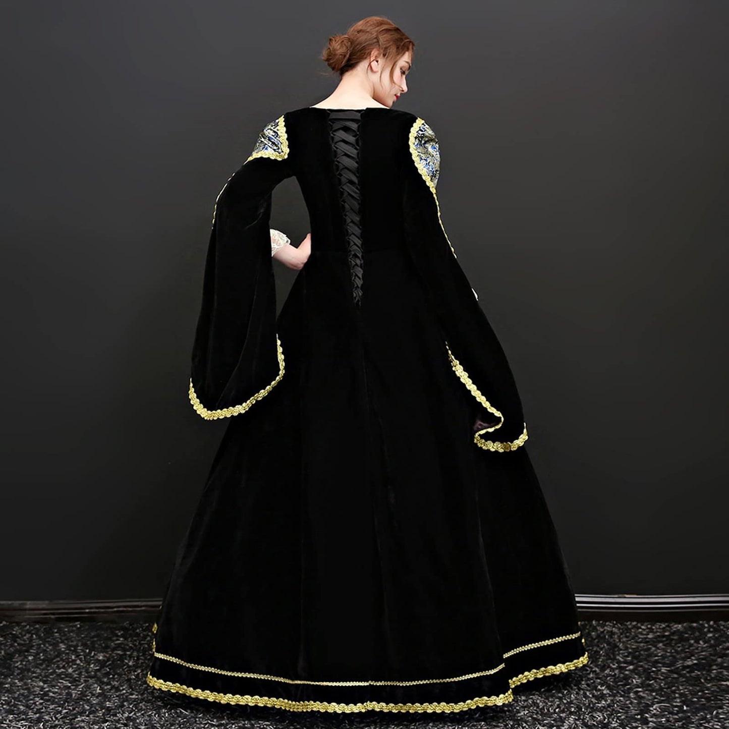 Wine Gothic Witch Medieval Wedding Dress Renaissance Dress for Women