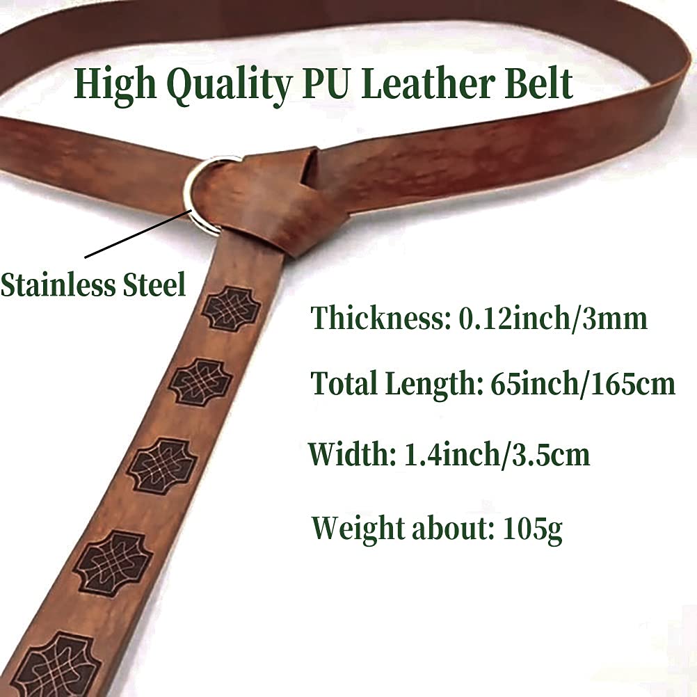 Dark Brown Celtic Knot Embossed PU Leather Medieval Viking Belt