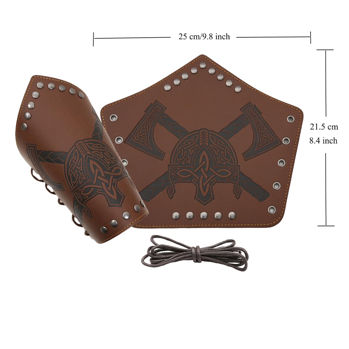 Leather Gauntlet Wristband Medieval Bracers Viking Wrist Guards Archery Guards Bracers Wide Arm Armor Cuff for Women Men 2PCS Knight Wrist Bracers