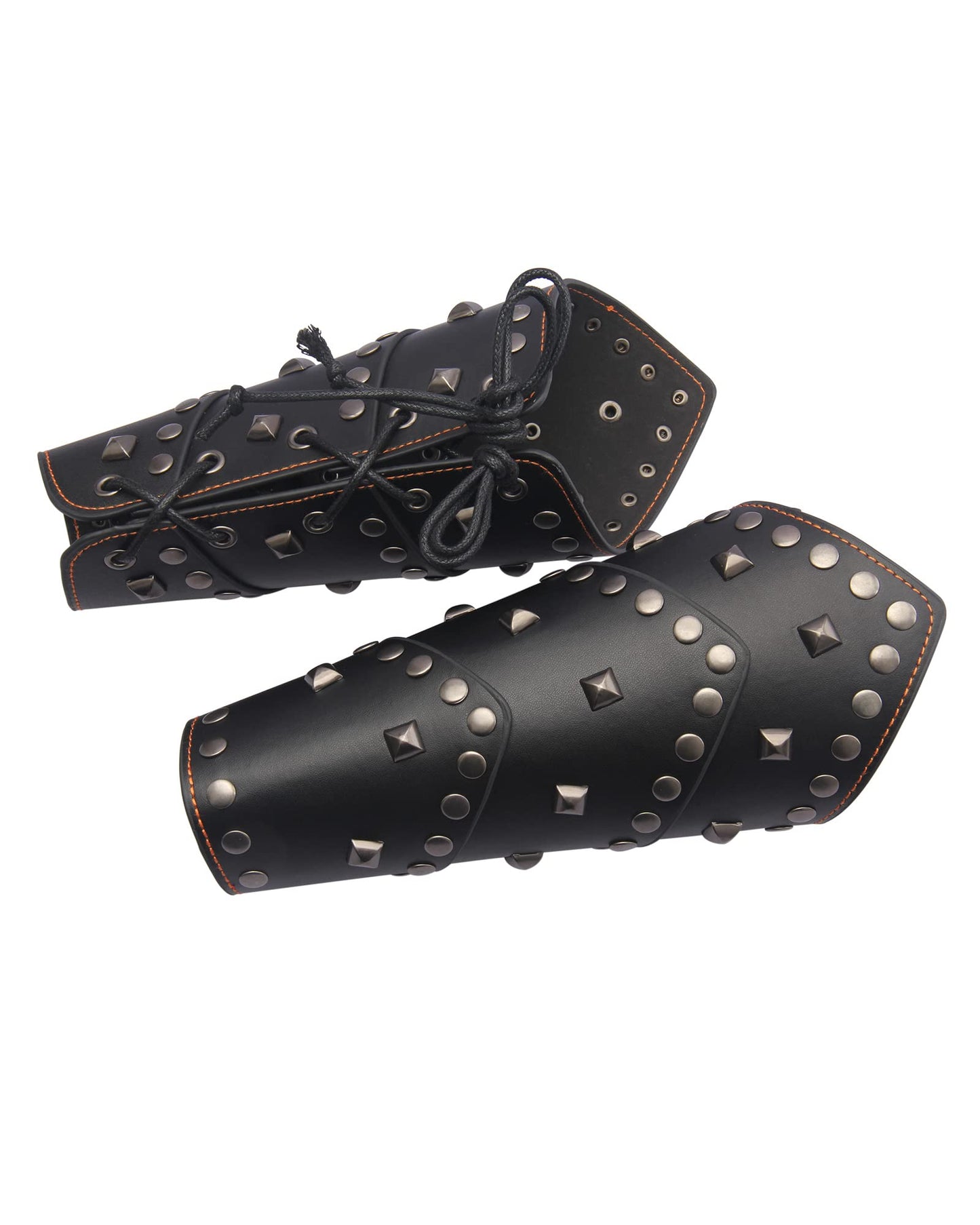 GelConnie Leather Gauntlet Wristband Viking Leather Arm Guard Medieval Armor Bracers Leather Armband Wrist Guards Cosplay Black Leather Bracers