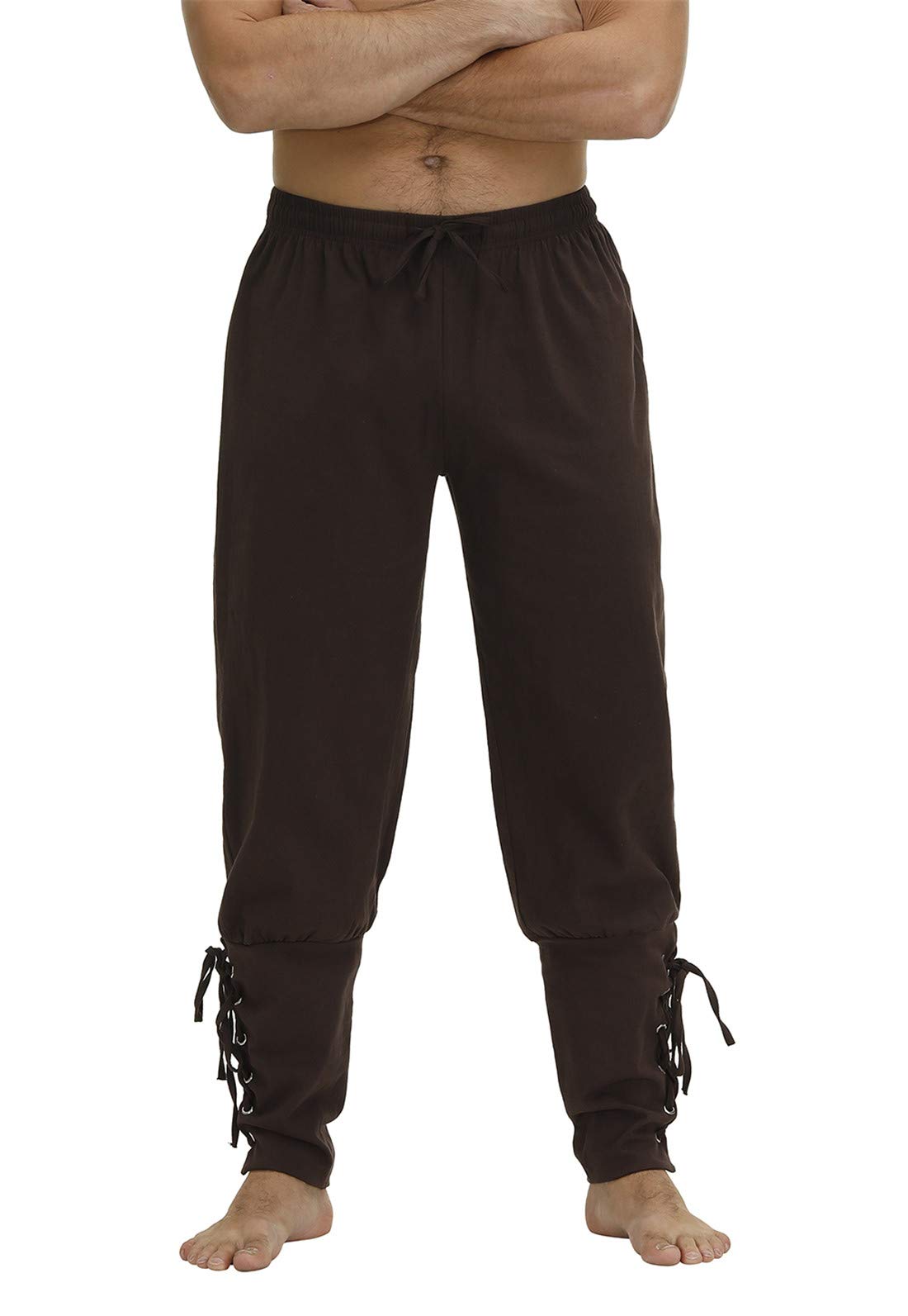 Men's Ankle Banded Cuff Renaissance Medieval Viking Pants