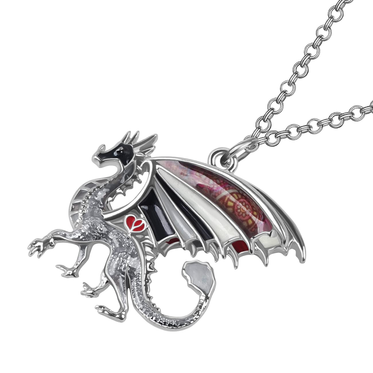 Enamel Alloy Dragon Pendant Necklace - Fantasy Dinosaur Charm Gift for Women - Blue
