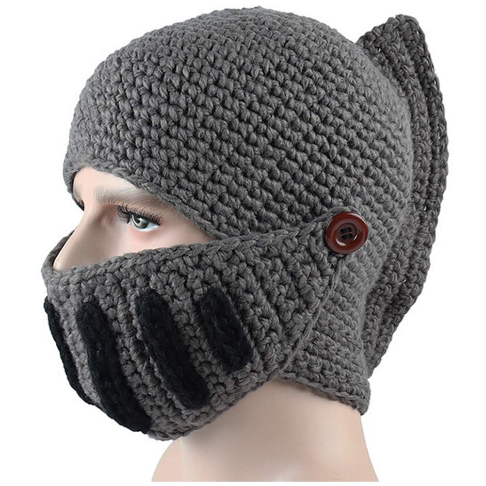 Creative Barbarian Knit Beard Hat Funny Knit Hat Wig Beanie Hat Beard Facemask V-brown