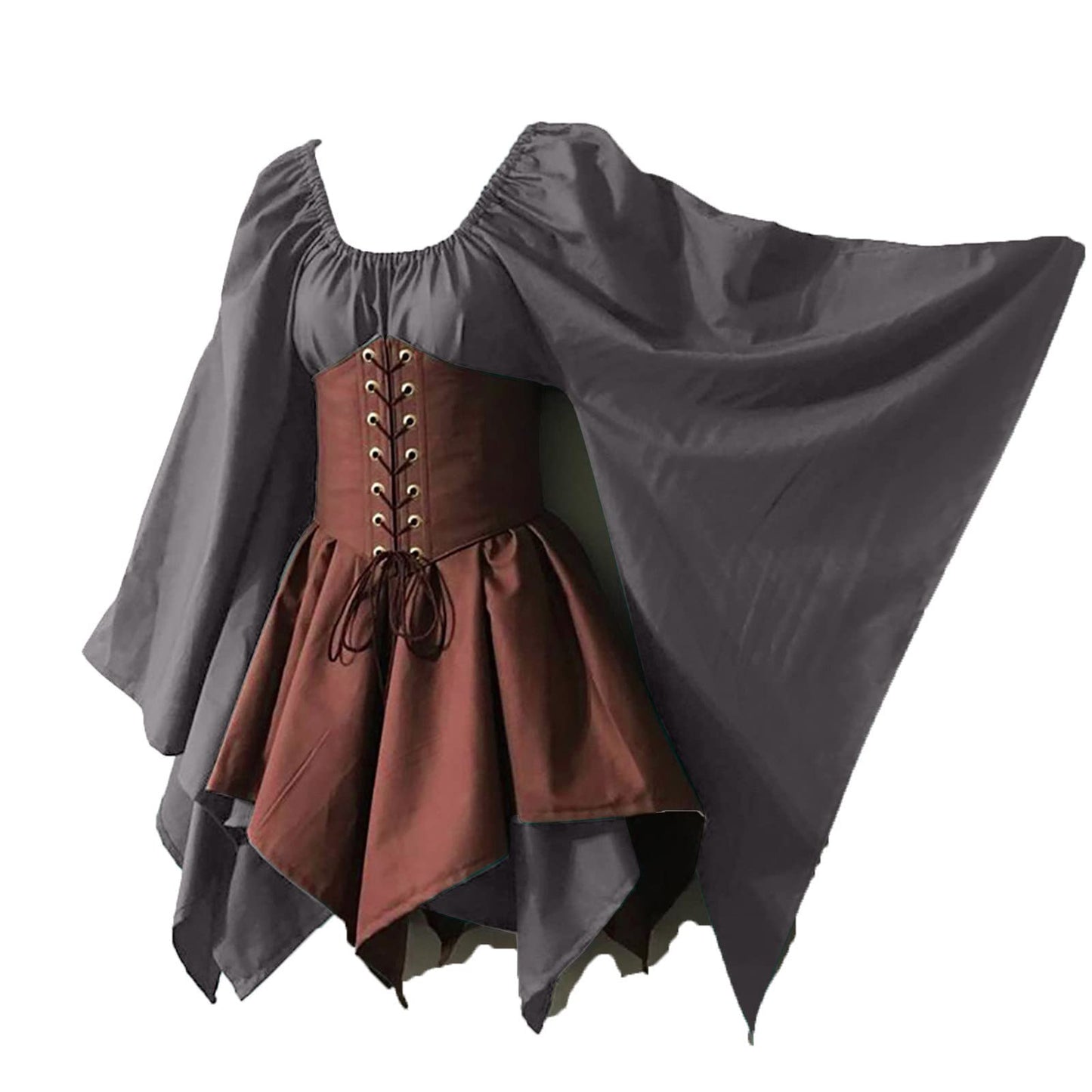 White Medieval Renaissance Elf Corset Dress Women's Halloween Costume