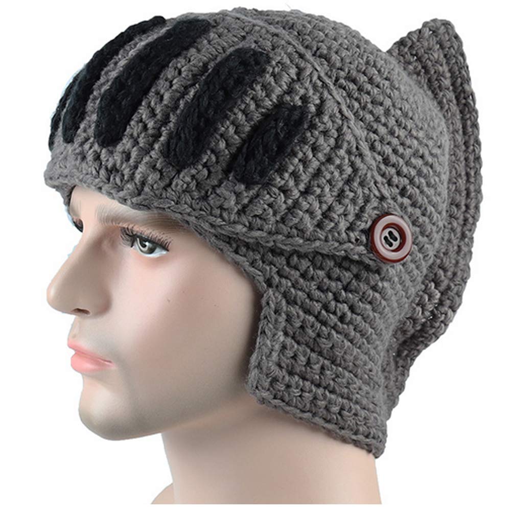 Creative Barbarian Knit Beard Hat Funny Knit Hat Wig Beanie Hat Beard Facemask V-brown