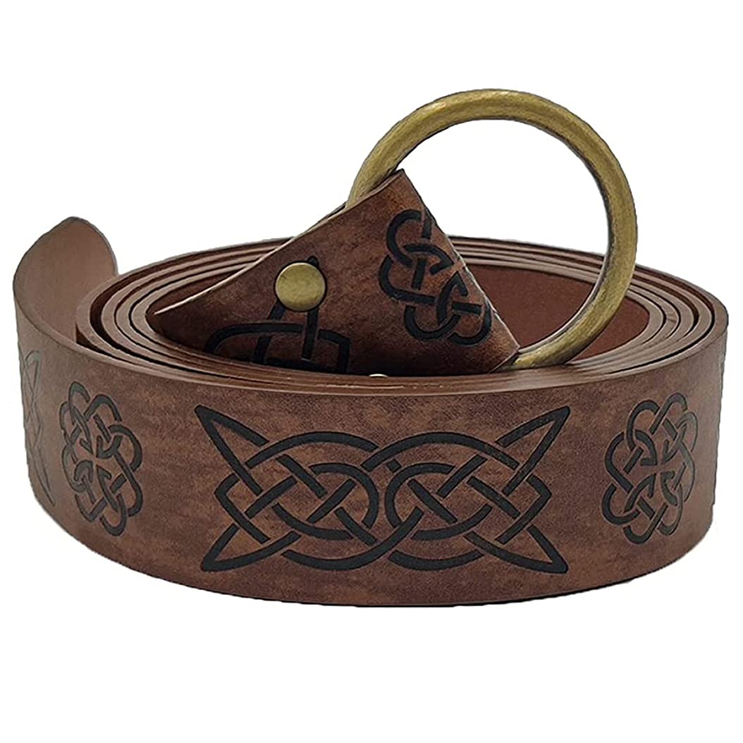 Dark Brown Celtic Knot Embossed PU Leather Medieval Viking Belt