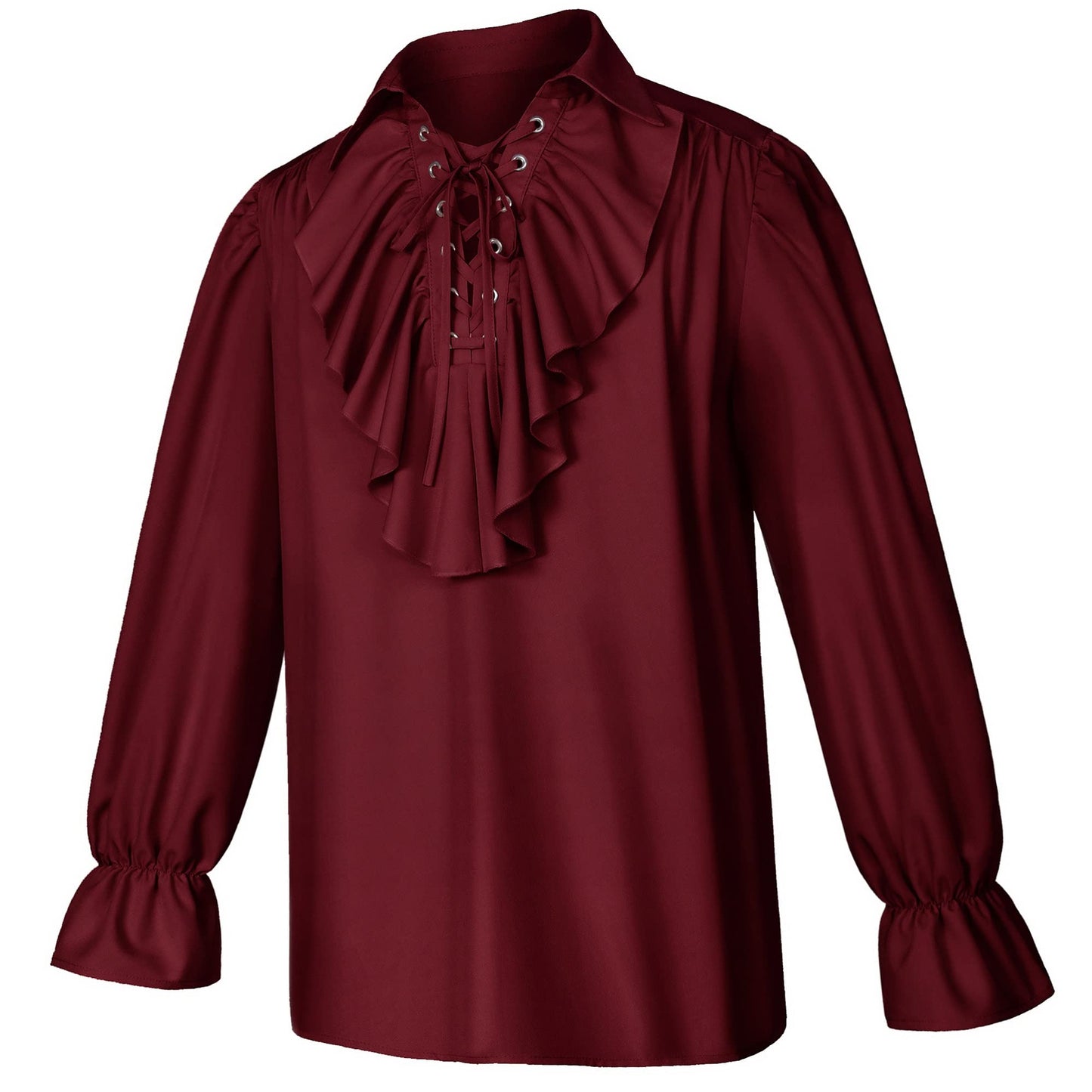 Men's Renaissance Victorian Medieval Pirate Shirt Lace Up Costume Top