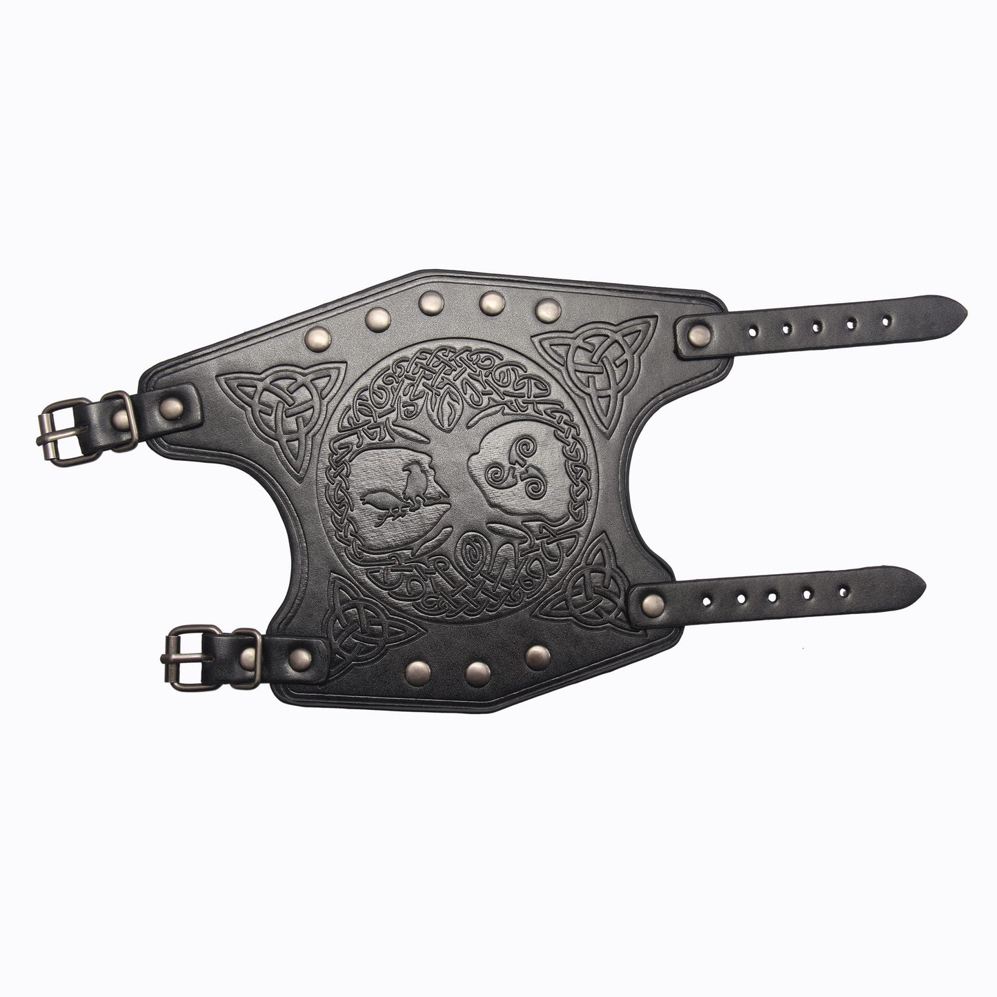 GelConnie Leather Gauntlet Wristband Viking Leather Arm Guard Medieval Armor Bracers Leather Armband Wrist Guards Cosplay Black Leather Bracers