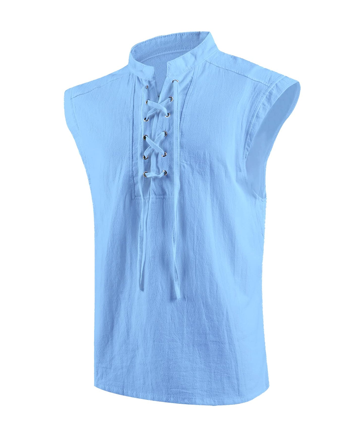 Mens Medieval Renaissance Pirate Costume Sleeveless Lace-up