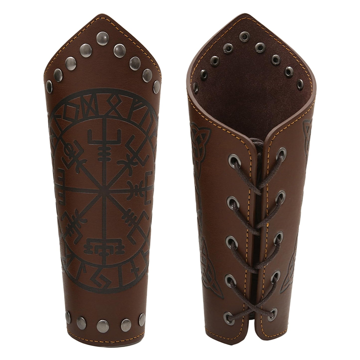 GelConnie Leather Gauntlet Wristband Viking Leather Arm Guard Medieval Armor Bracers Leather Armband Wrist Guards Cosplay Black Leather Bracers