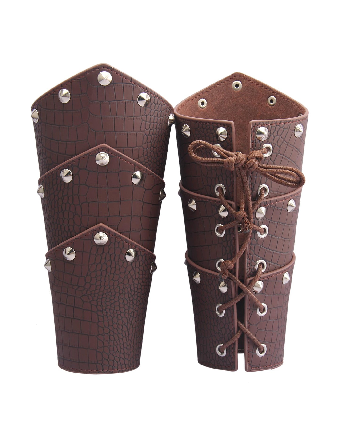 Leather Gauntlet Wristband Medieval Bracers Viking Wrist Guards Archery Guards Bracers Wide Arm Armor Cuff for Women Men 2PCS Knight Wrist Bracers