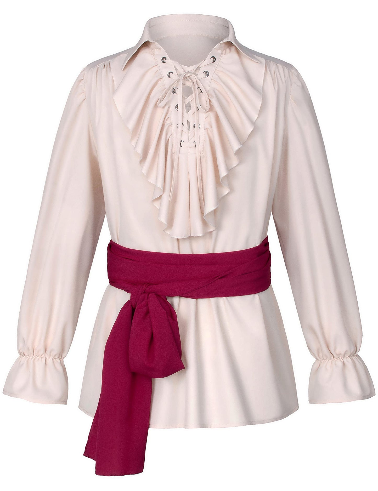 Men's Renaissance Victorian Medieval Pirate Shirt Lace Up Costume Top