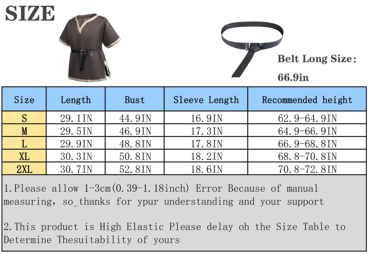 Mens Medieval Costume Viking Tunic