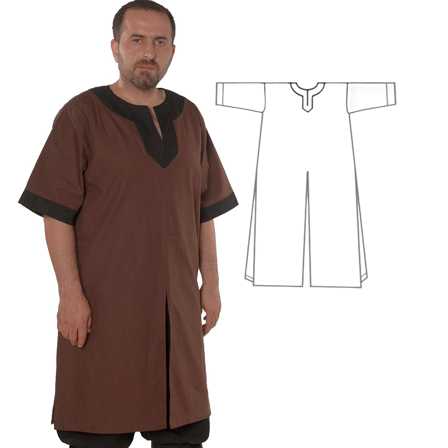 Medieval Viking Cotton Half-Sleeve Tunic