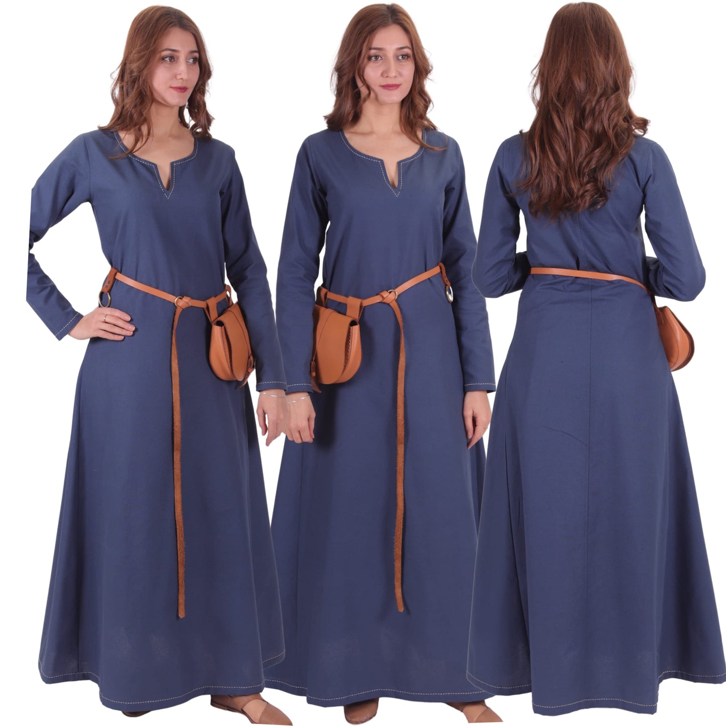 Turkish Made Natural Cotton Fraye Viking Medieval Women Dress