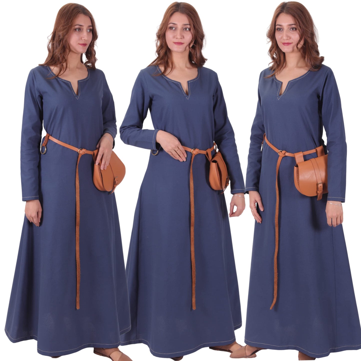 Turkish Made Natural Cotton Fraye Viking Medieval Women Dress