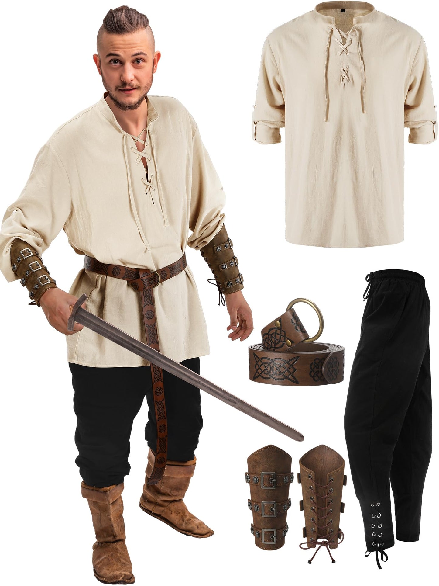 Halloween Men's Renaissance Costume Set 4 Pcs