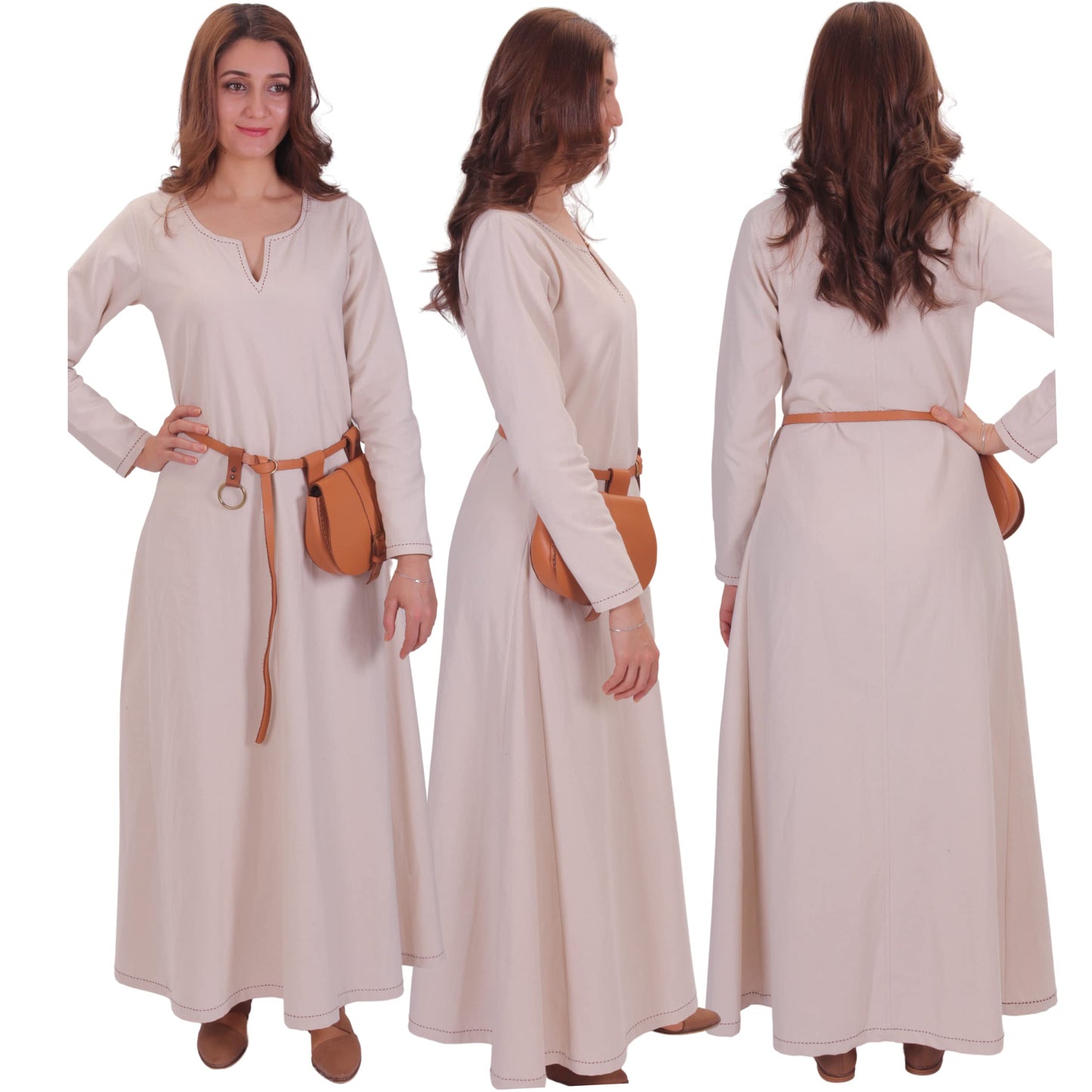 Turkish Made Natural Cotton Fraye Viking Medieval Women Dress