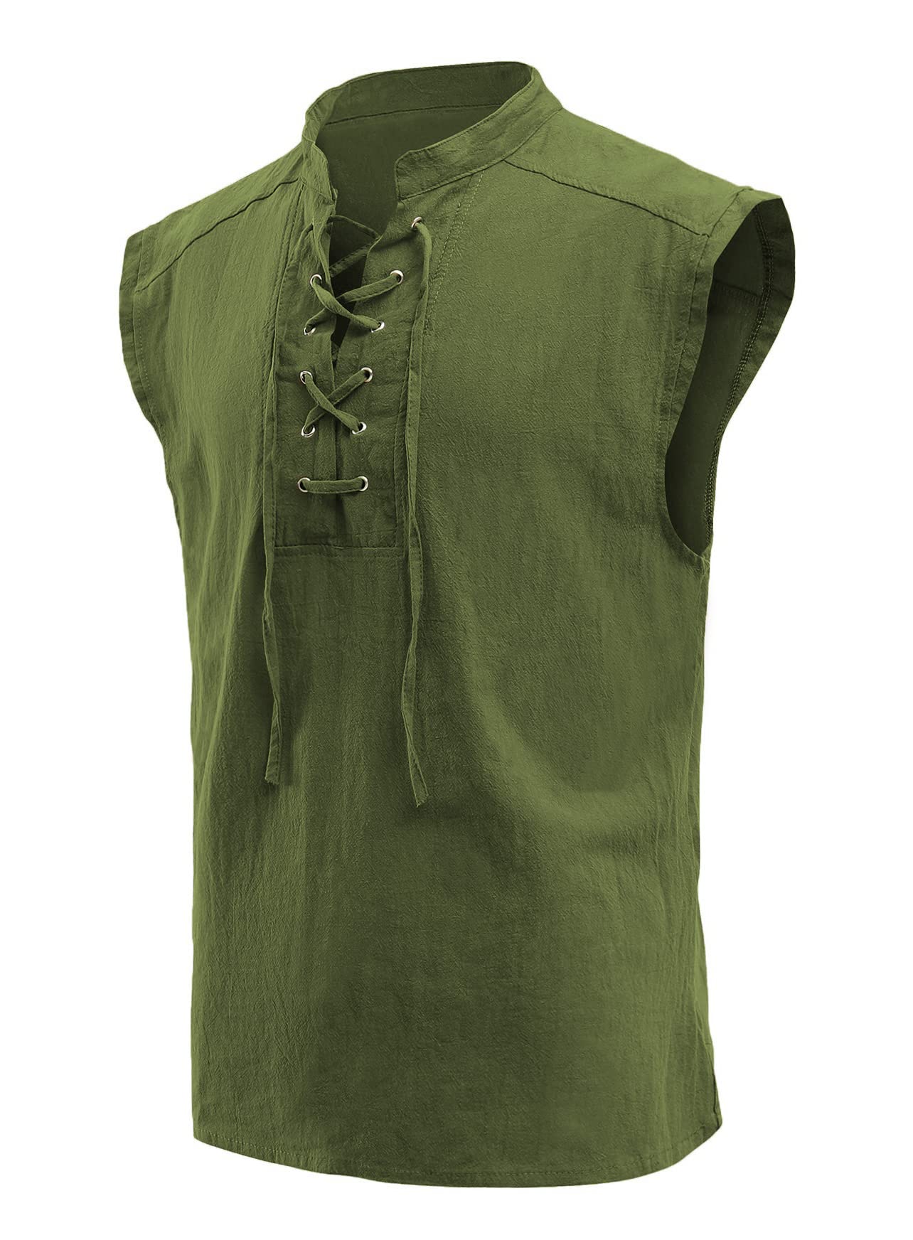 Mens Medieval Renaissance Pirate Costume Sleeveless Lace-up