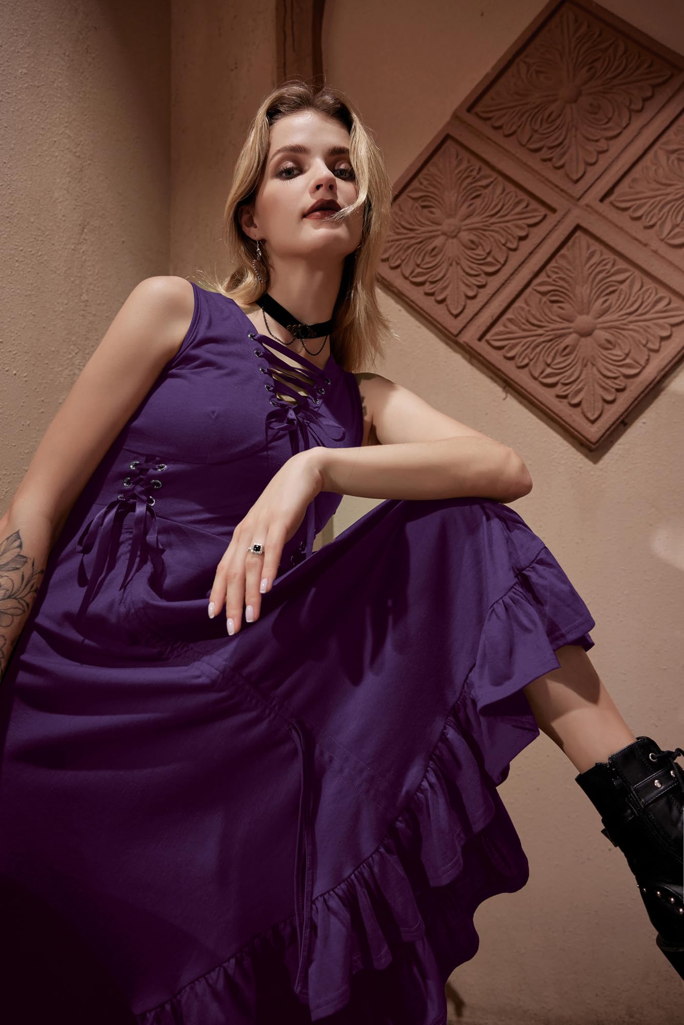 Scarlet Darkness Renaissance Faire Costume Women Lace Up