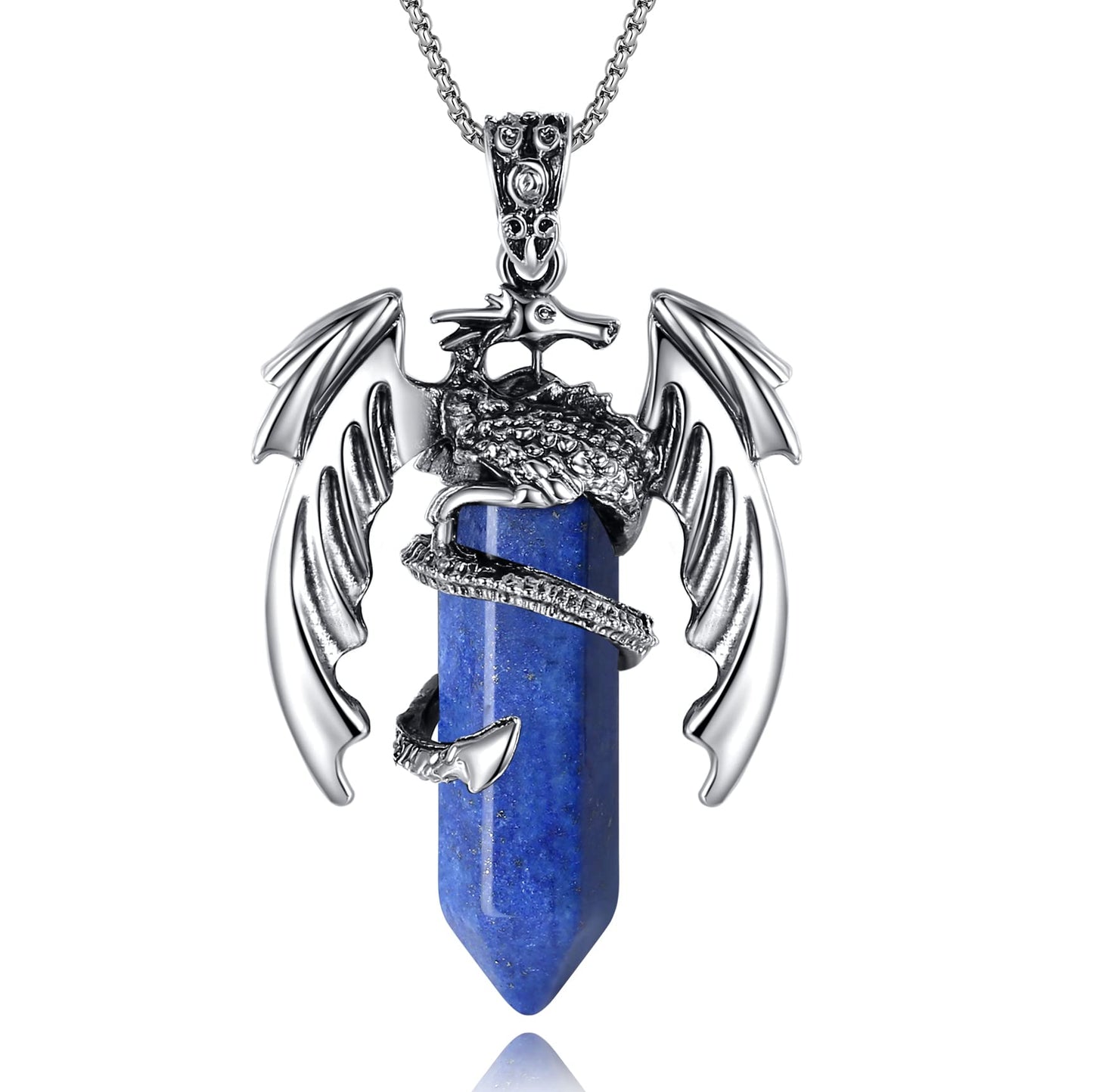 MAIBAOTA Natural Gemstone Dragon Crystal Necklace - Black Obsidian