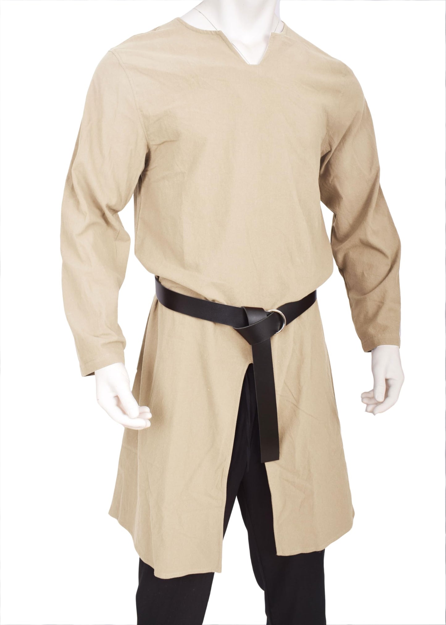 Moomphya Mens Renaissance Tunic Pirate Viking Retro Medieval Shirt Gothic Victorian Halloween Costume Tee (Without Belt) Large Green