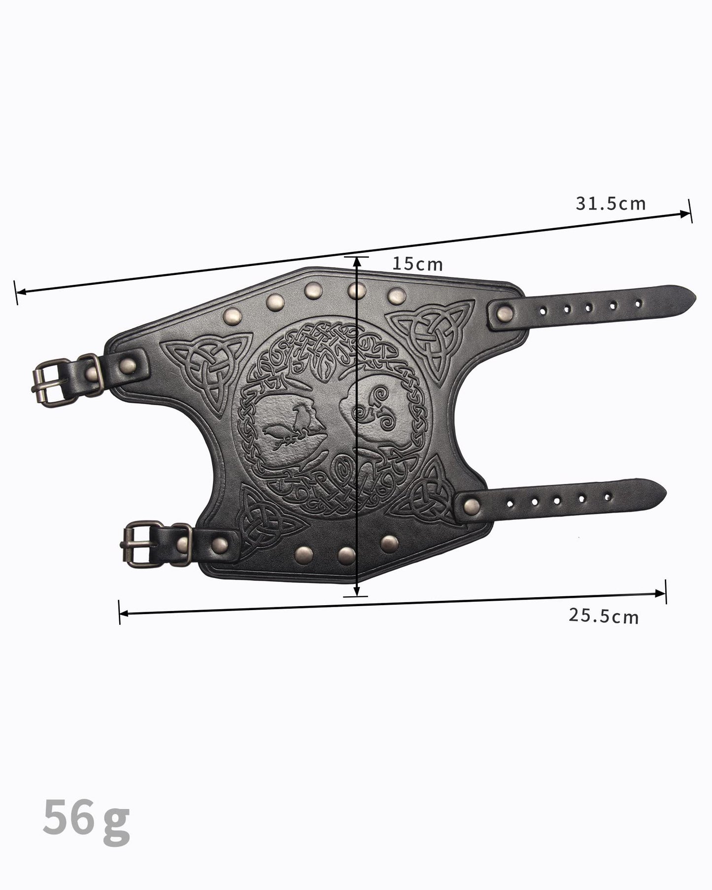 GelConnie Leather Gauntlet Wristband Viking Leather Arm Guard Medieval Armor Bracers Leather Armband Wrist Guards Cosplay Black Leather Bracers