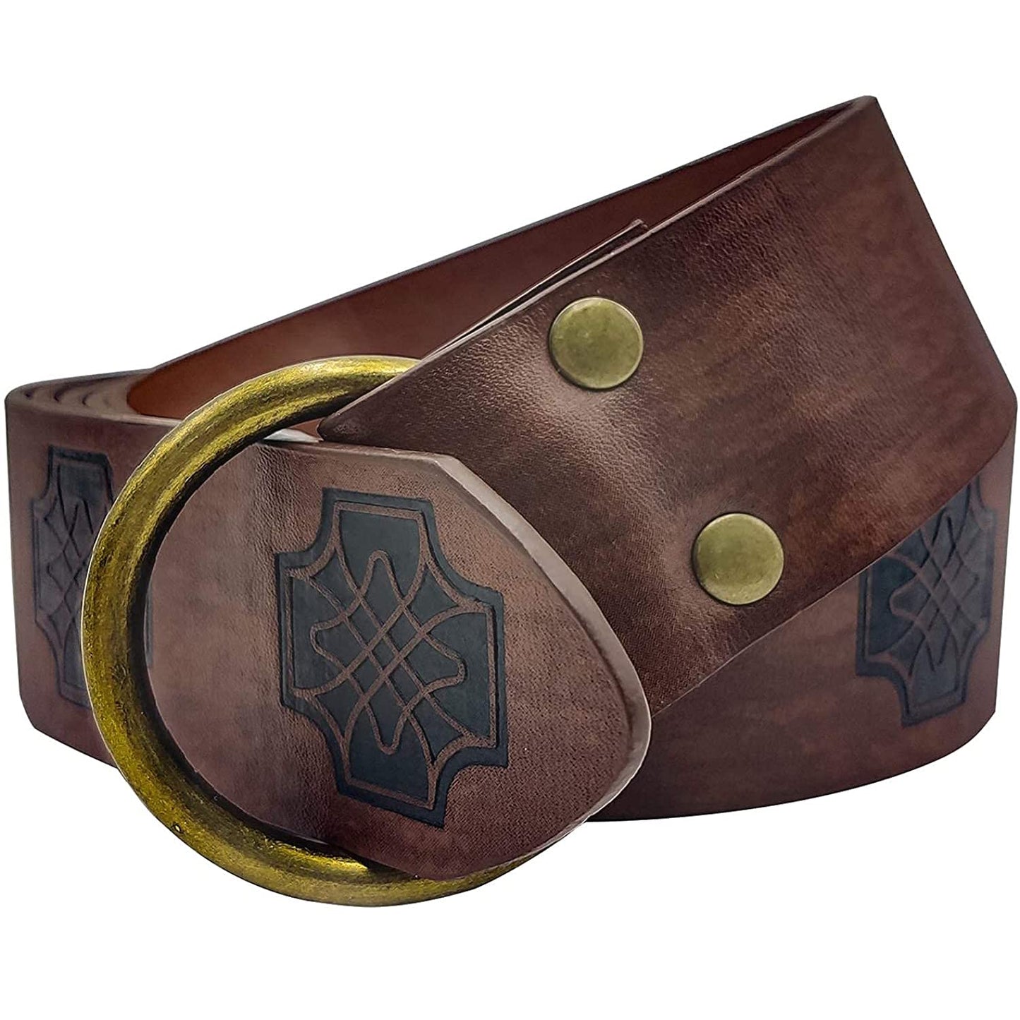 Dark Brown Celtic Knot Embossed PU Leather Medieval Viking Belt