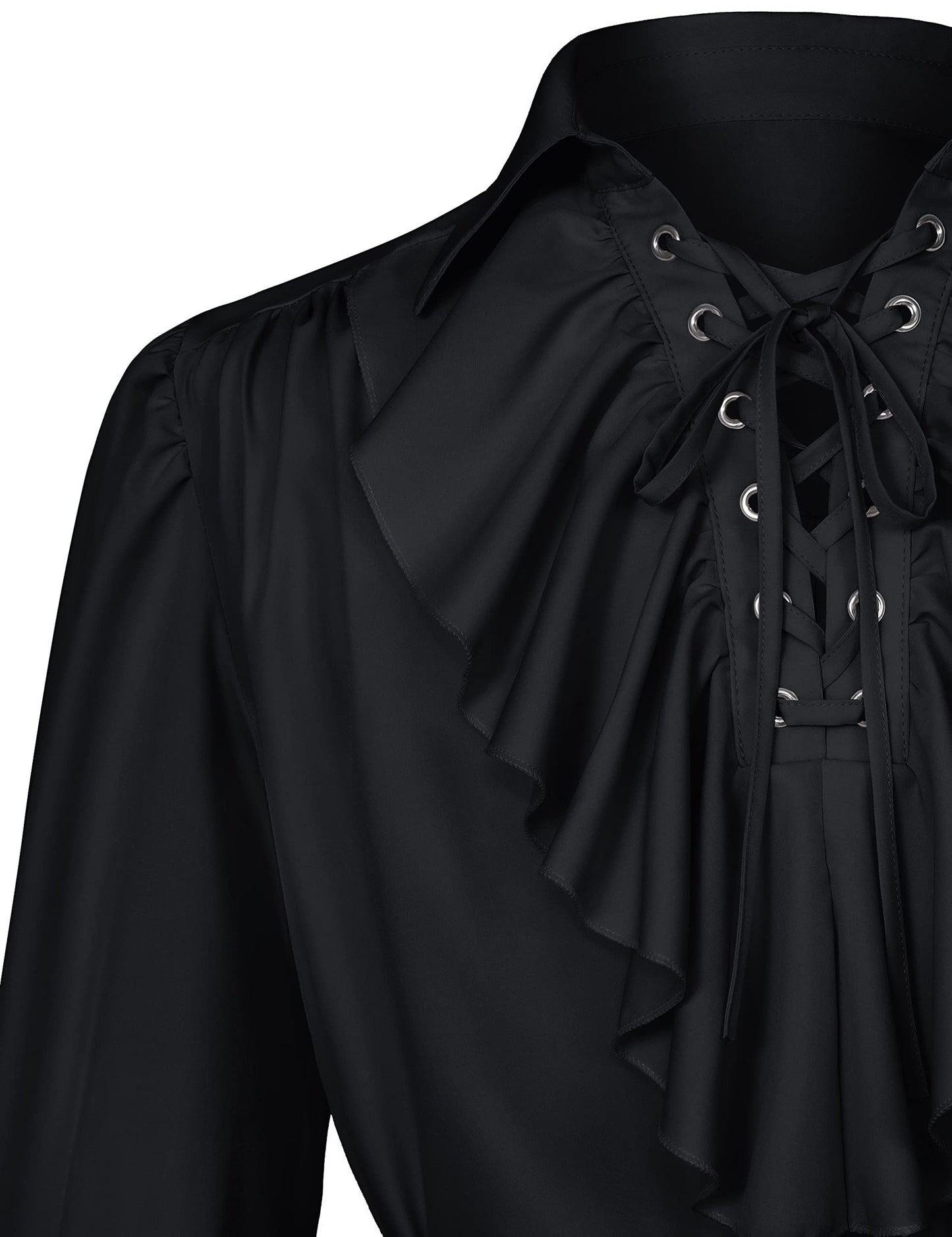 Men's Renaissance Victorian Medieval Pirate Shirt Lace Up Costume Top