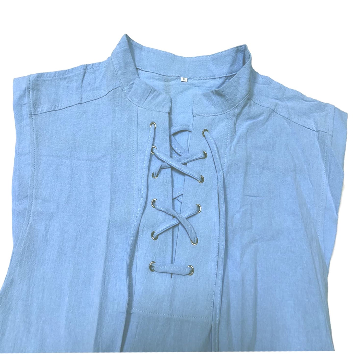 Mens Medieval Renaissance Pirate Costume Sleeveless Lace-up