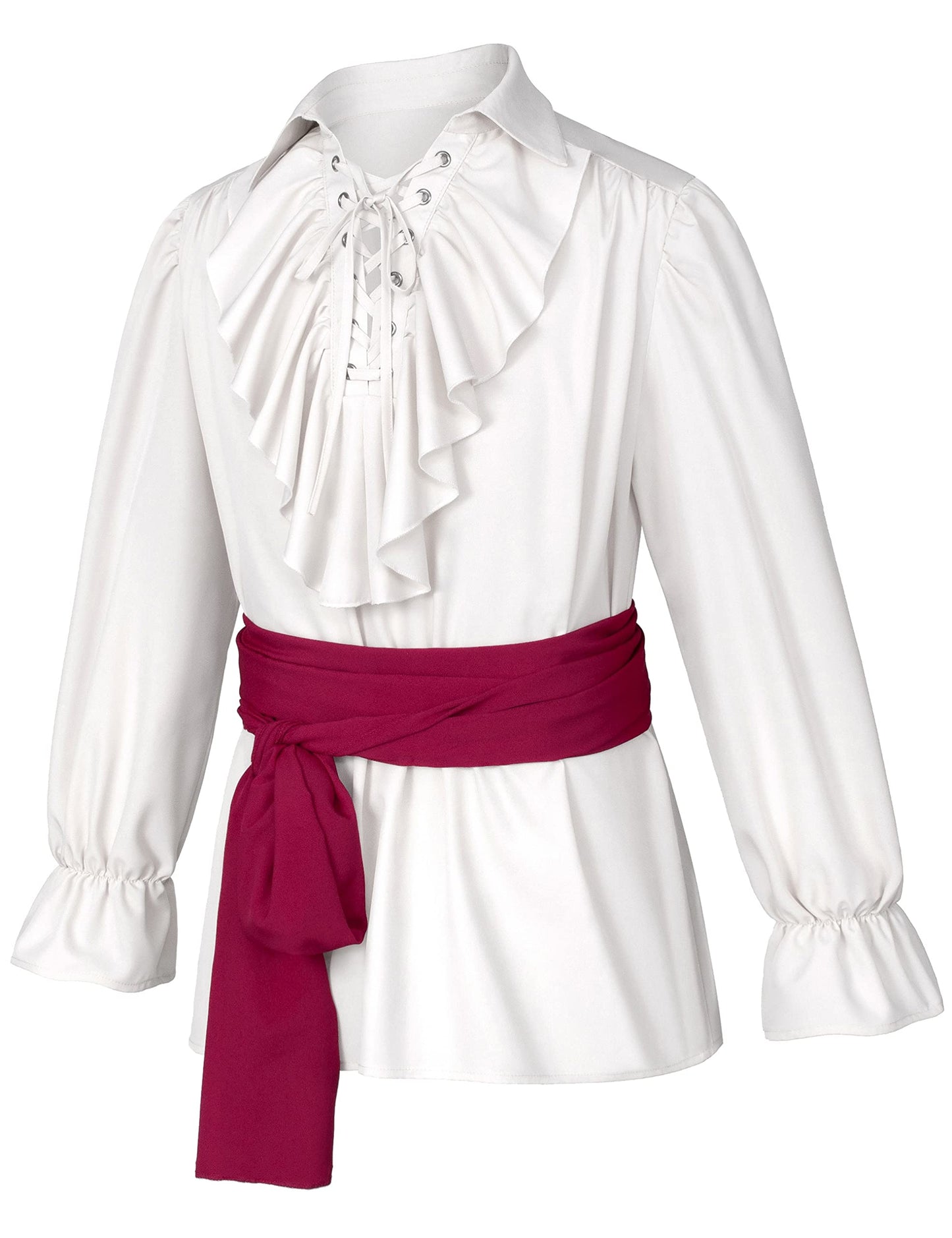 Men's Renaissance Victorian Medieval Pirate Shirt Lace Up Costume Top