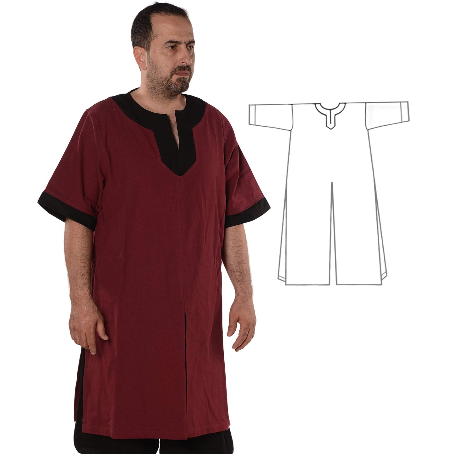 Medieval Viking Cotton Half-Sleeve Tunic