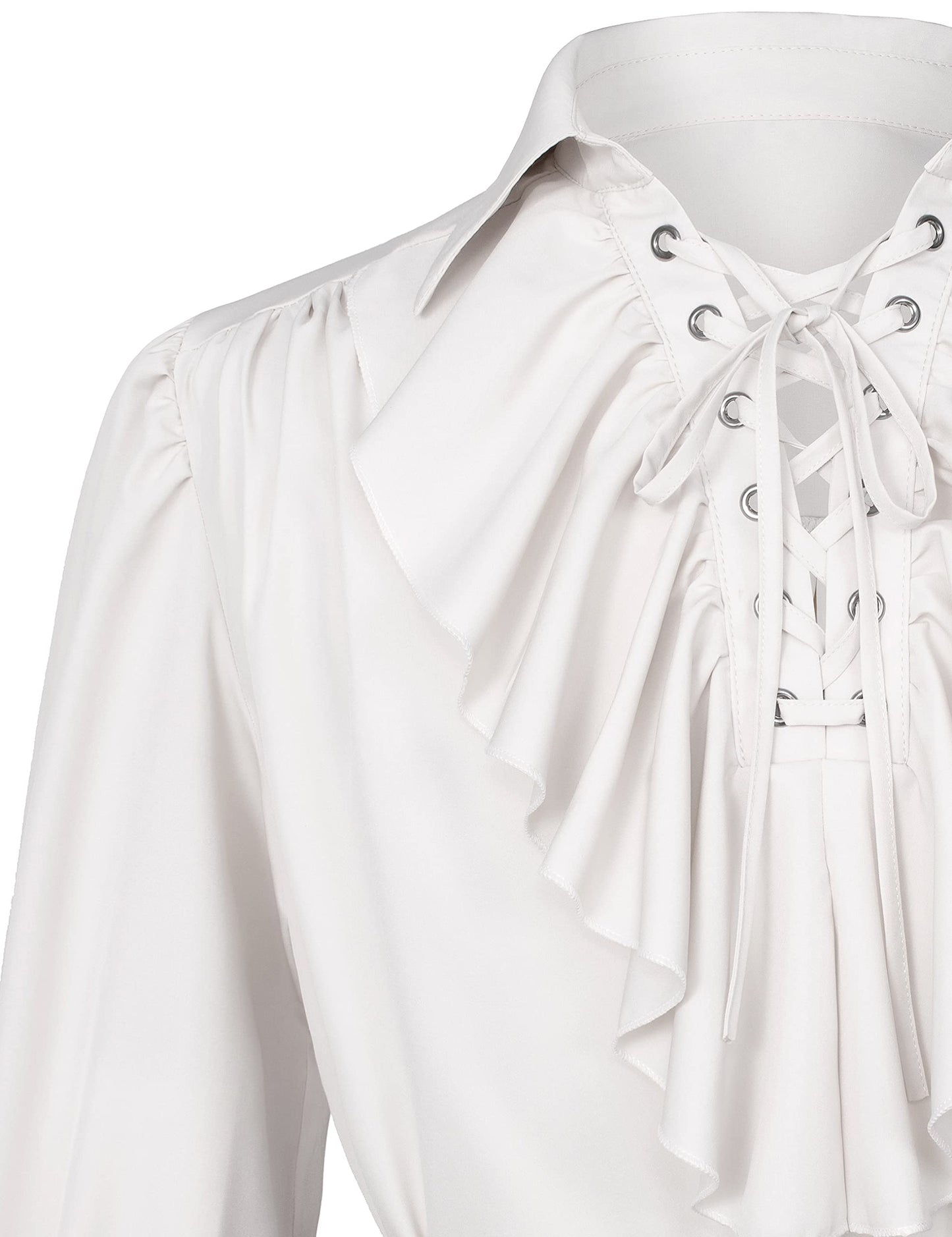 Men's Renaissance Victorian Medieval Pirate Shirt Lace Up Costume Top