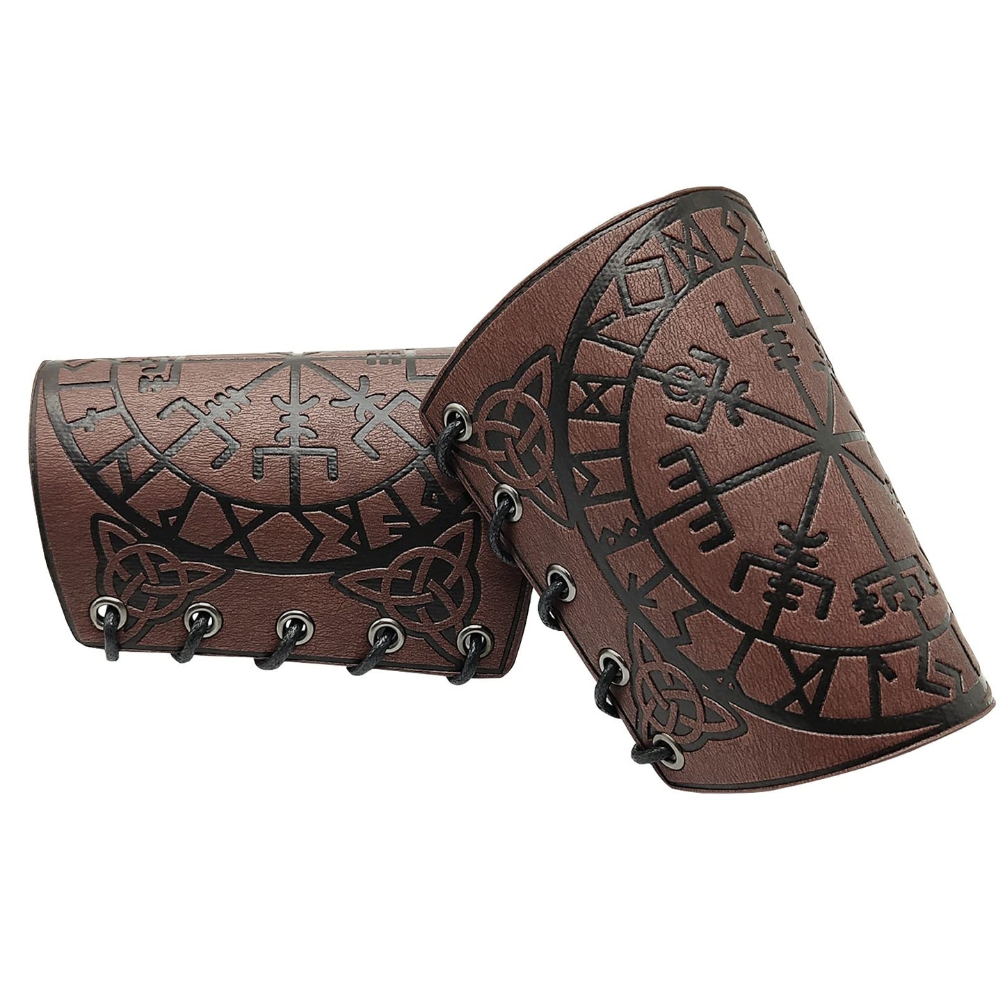 GelConnie Leather Gauntlet Wristband Viking Leather Arm Guard Medieval Armor Bracers Leather Armband Wrist Guards Cosplay Black Leather Bracers