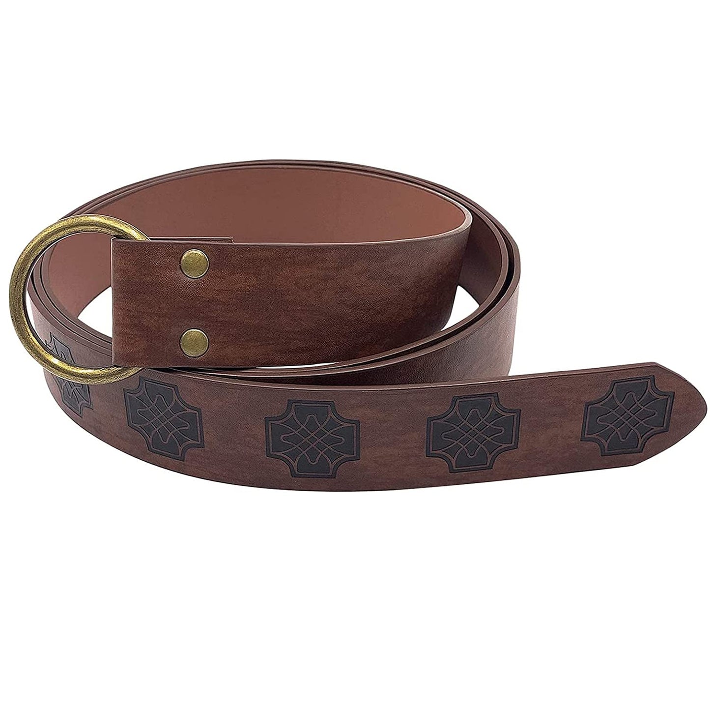 Dark Brown Celtic Knot Embossed PU Leather Medieval Viking Belt