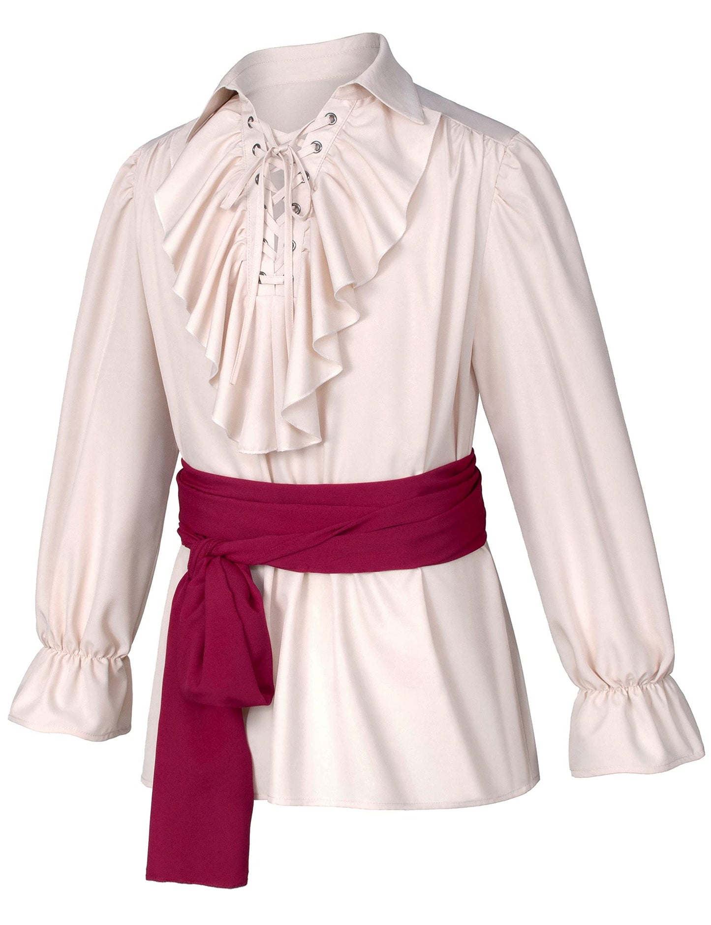 Men's Renaissance Victorian Medieval Pirate Shirt Lace Up Costume Top