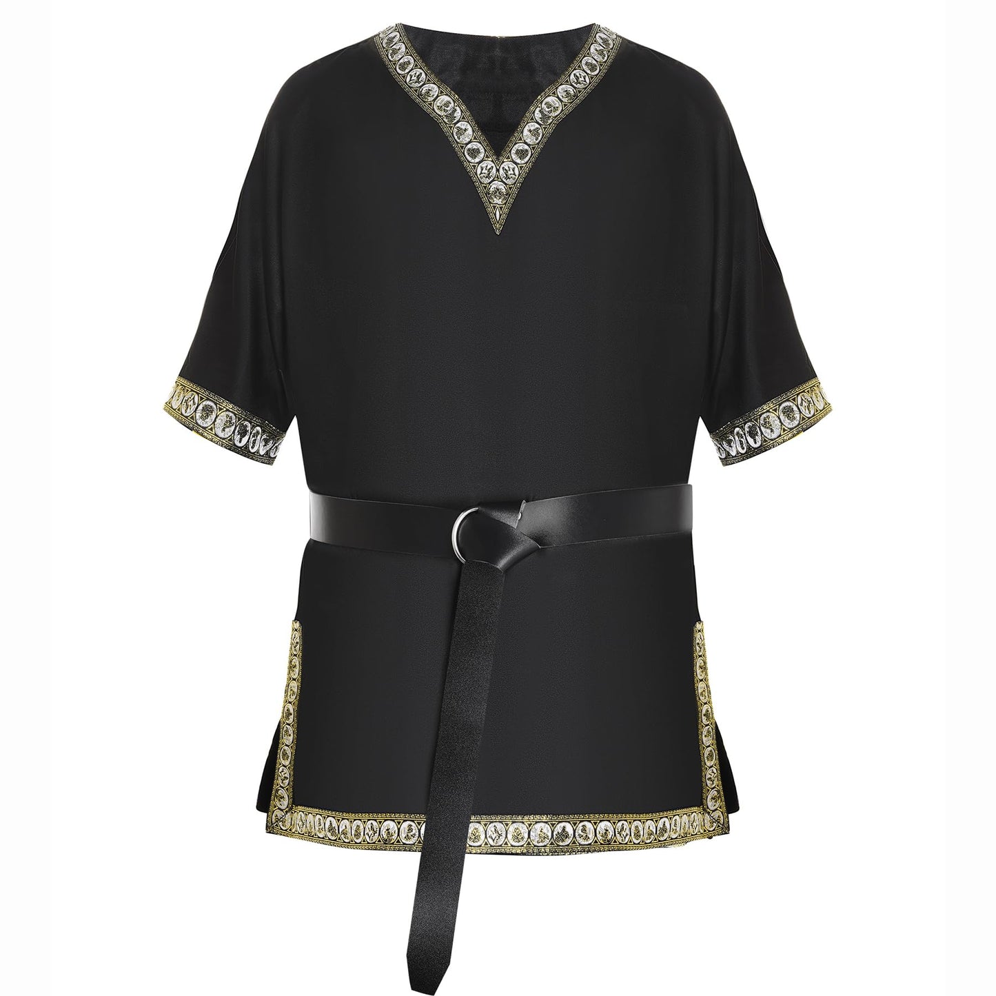 Medieval Warrior Costume Set Viking T-Shirt Leather Renaissance Belt