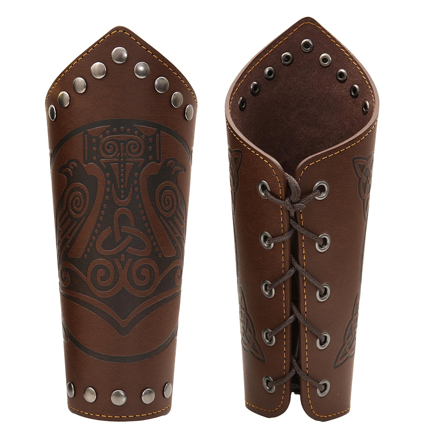 GelConnie Leather Gauntlet Wristband Viking Leather Arm Guard Medieval Armor Bracers Leather Armband Wrist Guards Cosplay Black Leather Bracers